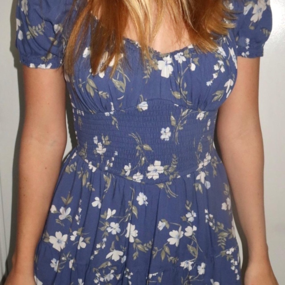 Hollister Co. Women's White and Blue Casual-dresses